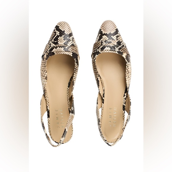 NWT JAMIE HALLER Slingback in Taupe Snakeskin